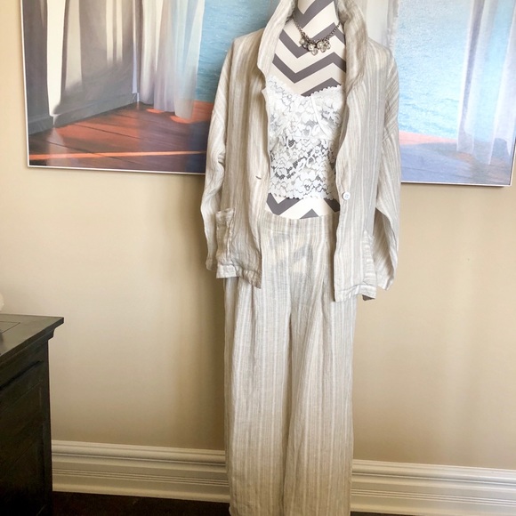 FREE PEOPLE LINEN JACKET/PANTS SUIT NWT - Picture 8 of 8